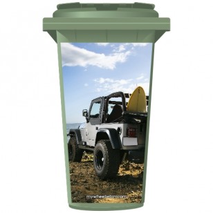 Jeep On The Beach Wheelie Bin Sticker Panel